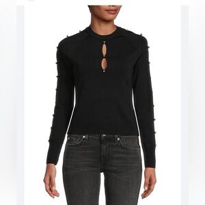 JONATHAN SIMKHAI Ryann Beaded Keyhole Sweater